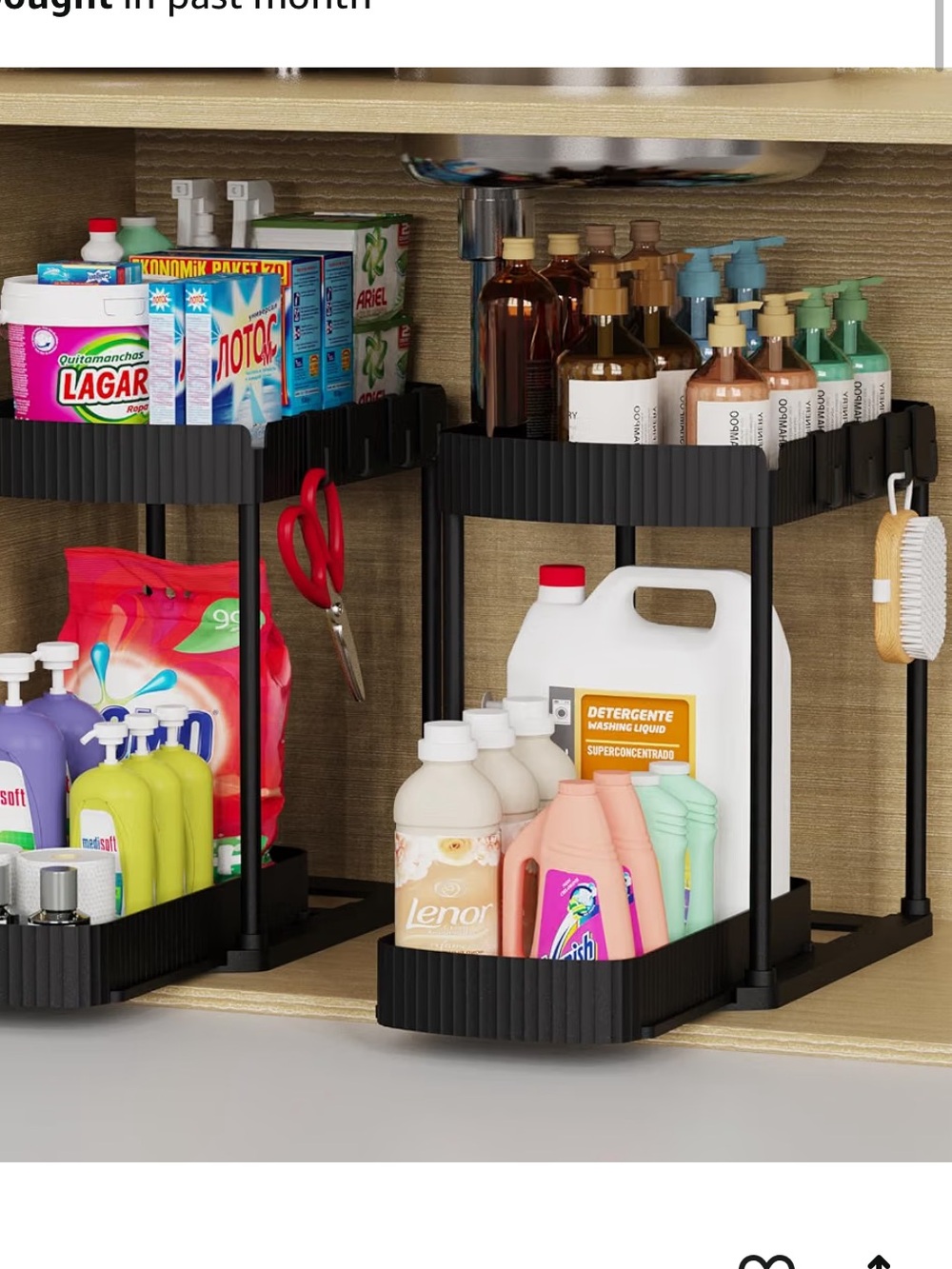 Black Under-Sink Organizer Rack - Compact Plastic Storage